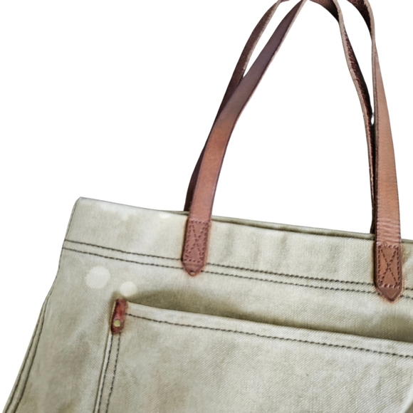 Madewell Canvas Green Transport Tote Bag - Picture 8 of 9
